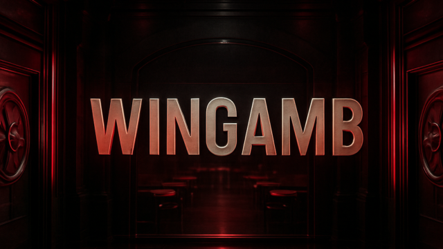 Wingambim güvenilir mi incelemesi için lüks ve güvenli bir casino ortamında büyük WINGAMB yazısı