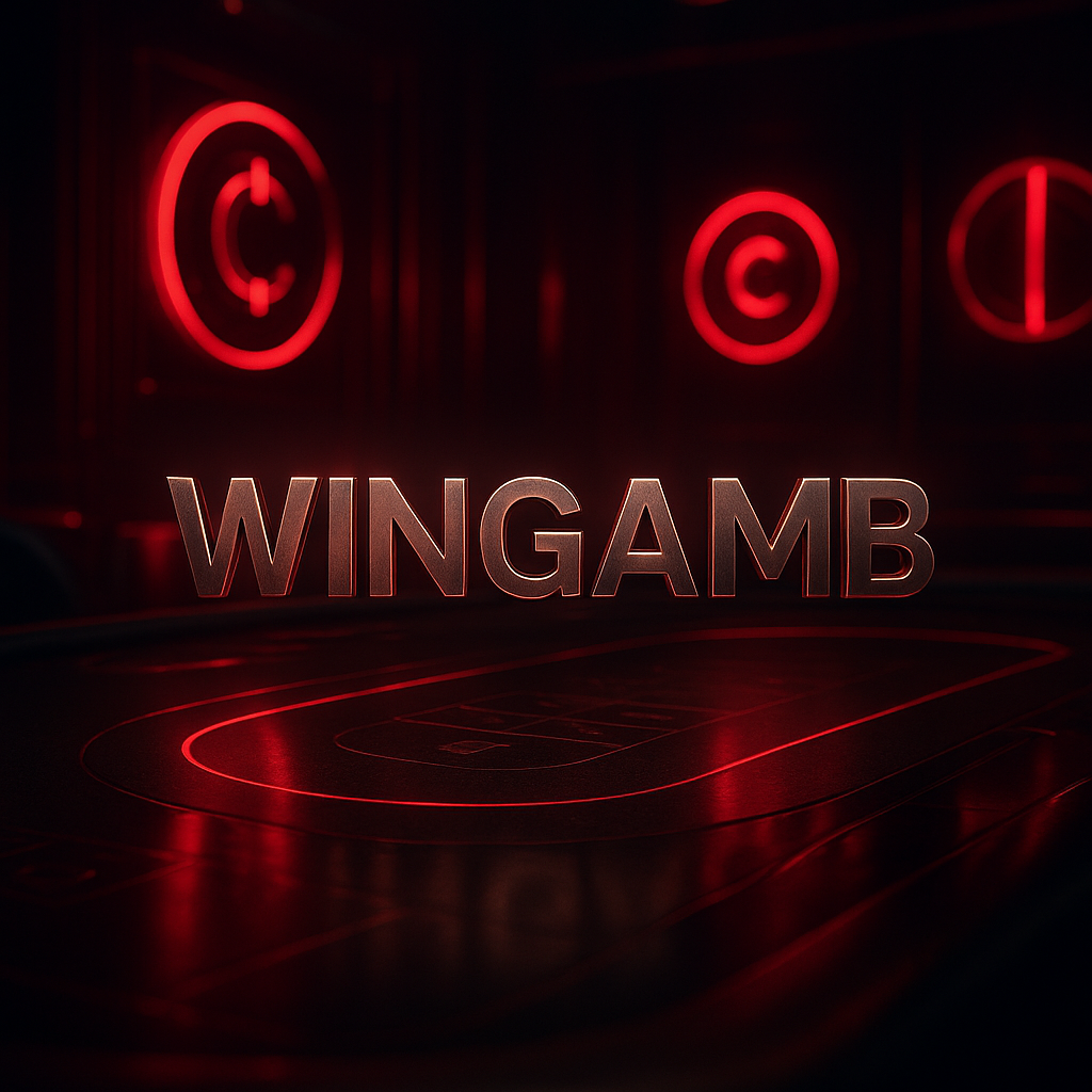 Wingamb illuminated in a futuristic luxury casino with red neon and crypto accents - hero