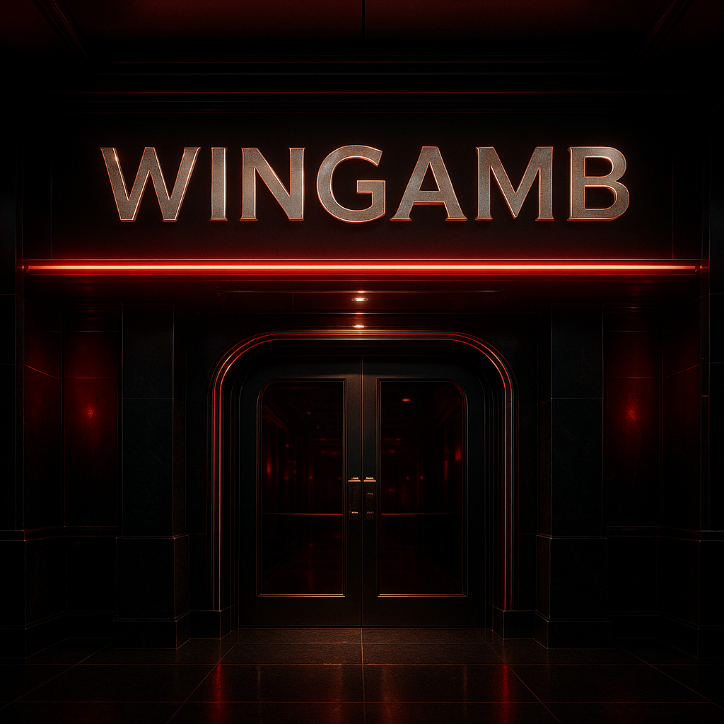 Wingamb hesap kilidi açma için lüks casino girişinde WINGAMB yazısı - hero